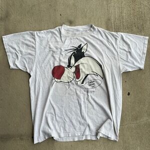 1993 Looney Tunes Sylvester the Cat Hmmm Fresno Eh‎ Graphic T Shirt Mens
